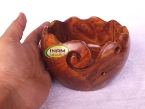 INAM HANDICRAFTS Best quality sheesham wood handmade wooden yarn storage <b>bowl</b> / Crochet accessories / hand carved - Product Image 3