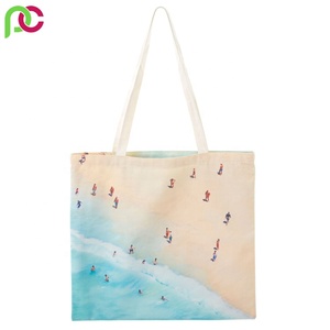 2021 femmes été personnalisé sérigraphié coton toile fourre-tout sac de plage écologique deux poignées fermeture à glissière lettre décoration - Product Image 6