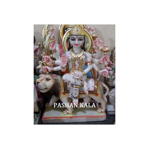 Makrana หินอ่อนที่ไม่ซ้ำกันออกแบบ Durga Maa รูปปั้น - Product Image 1