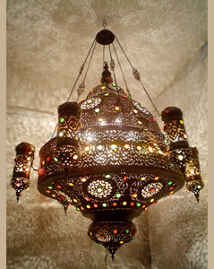 Lustre traditionnel grand format Zahereen BR235, reproduction antique de style turc/arabe, en laiton, à économie d'énergie, dimmable, 19 lumières, 110/220V, pour hôtel - Product Image 2