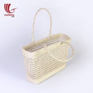 Bolso de playa tejido a mano de estilo vintage, bolso de mano con cierre abierto de algas marinas barato, venta al por mayor disponible - Product Image 4