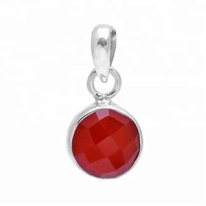 Briolette cornalina 925 plata esterlina piedra preciosa colgante collar hecho a mano estilo religioso con chapado en oro para ocasiones de fiesta - Product Image 1