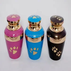 Nouveau dernier concepteur or poli en laiton massif chat urnes pour animaux de compagnie cendres urnes de qualité supérieure rose bleu et marron souvenir pour Offre Spéciale - Product Image 1