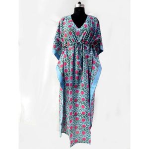 Indian Handmade Casual Lightweight <b>Kaftan</b> <b>for</b> <b>Women</b> Soft Ethnic Voile Cotton Evening Beach Party Dress <b>for</b> Summer Abaya Use - Product Image 1