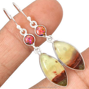 Latest 925 <b>Sterling</b> <b>Silver</b> <b>Dangle</b> <b>Earrings</b> Pear Shape Aquaprase Gemstone Handmade <b>Earrings</b> For Wholesale Supplier Jewelry ODM - Product Image 1