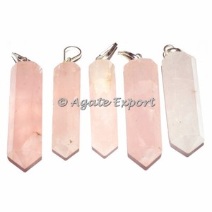 Moda mujer cristal curación sola piedra natural cuarzo rosa lápiz colgantes Fengshui mascota curación colgantes - Product Image 1