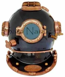 หมวกกันน็อคทองเหลืองโบราณ18 "ทะเลลึกสีกรมท่า V ดำน้ำลึกหมวกดำน้ำฮาโลวีน - Product Image 1