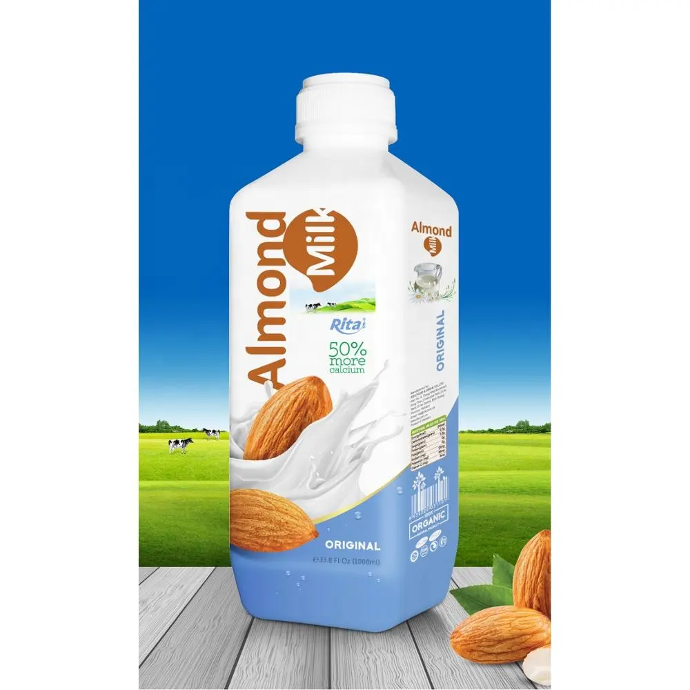 חלב חלב משקה 1000ml PP בקבוק שקדים חלב לספק בריא שומנים סיבי ויטמינים ומינרלים