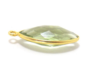 Piedra preciosa de amatista verde, fianza única, fabricación de joyas chapadas en oro, forma de marquesa, bisel facetado, Conector de piedra natal, estilo de encanto - Product Image 1