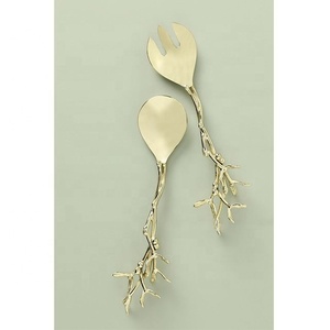 Juego de Cubiertos de acero inoxidable 304 de lujo pesado Cubiertos de plata vintage con mango decorado en oro | Vajilla de boda - Product Image 1