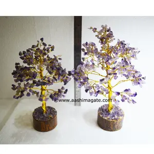 Venta al por mayor amatista árbol de piedras preciosas piedra natural roca bonsái Reiki meditación Feng Shui mascota para cristal artesanía minerales - Product Image 1