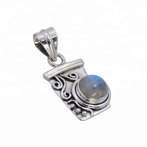 New Design 925 Sterling Silver Rainbow <b>Moonstone</b> Round Gemstone Pendant Fine Jewelry Pendants & Charms - Product Image 1