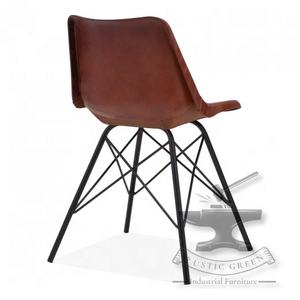 Dernière chaise d'appoint de salon en cuir beige vintage - Product Image 6