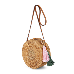 Vietnam-Bolsa de ratán con bordado Cadenas de abalorios Plumas Botón de estilo natural Cierre de cuerda Viaje diseñado Hot Girls 2019 - Product Image 3