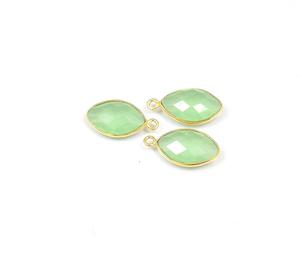 Gema de Calcedonia de Perú, joyería chapada en plata, fabricación de joyería, forma de marquesa, Conector de bisel facetado - Product Image 5