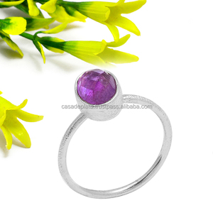 CASA DE PLATA Unisex Solid 925 <b>Sterling</b> <b>Silver</b> Trendy Fashion <b>Ring</b> Handmade with Amethyst Gemstone for Party Occasions - Product Image 1