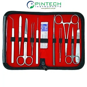 KIT de instrumentos quirúrgicos para estudiantes, Kit de instrumentos médicos de anatomía, con estuche de cuero negro, 20 unidades