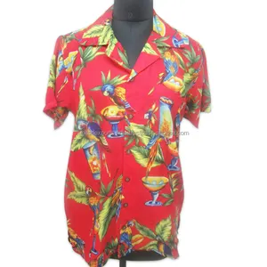 Red Printed Beach Hawaiian Shirt