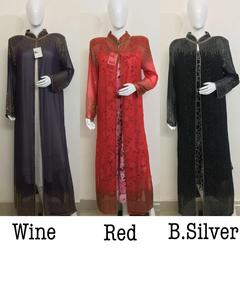 Kaftan Abaya ชุดเดรสยาวแขนยาวสำหรับผู้หญิง,ชุดเดรสยาวสไตล์วินเทจผ้าจอร์เจียเปิดหน้าเสื้อโค้ทตัวยาวสำหรับผู้หญิง - Product Image 3