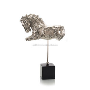 Decorative Sculpture for Home Decoration Silver Horse Showpiece Statue for showcase Table Aluminum Metal Christmas GD1969 - Product Image 1