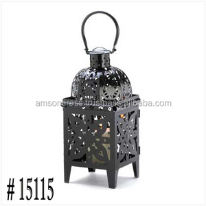 Linterna de Metal de diseño Vintage alto, linterna hecha a mano, decoración de iluminación para patio de casa, linterna de vela perforada de hierro y Metal - Product Image 2