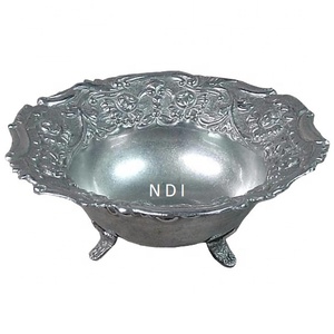 Bol de haute capacité en relief plaqué argent pour bol de service de fruits et bol de service de salade de fruits bol de service de fruits frais - Product Image 1