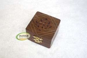 กล่องไม้สไตล์ศิลปะพื้นบ้านที่สวยงามสลักด้วยทองเหลืองสำหรับงานตกแต่งและสว่านแกะสลักด้วยมือดีไซน์ขัดเงา - Product Image 2