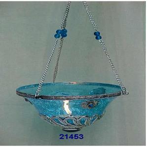 โคมไฟแขวนแก้วสีฟ้าสำหรับตกแต่งบ้านและสวน - Product Image 1