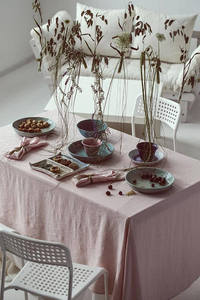 Handmade 100% lanh lanh Khăn ăn đám cưới lớn bảng vải trong mềm mại màu hồng phong cách hiện đại có thể gập lại cho các bên thực hiện trong EU - Product Image 5