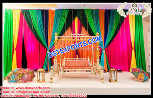 Décoration de cérémonie de Mehndi musulmane, décoration de scène de mariage Mehandi, décoration de scène royale de mariage pakistanais, scène de Sangeet en Espagne - Product Image 5