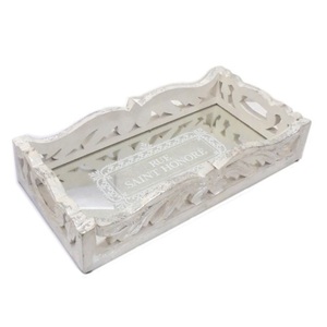 Plateau en bois décoratif de nouveau Design avec sculpture à la main à l'extérieur et sérigraphie avec travail d'émail à l'intérieur. - Product Image 5