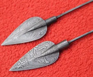 Hojas de metal cabezas de flecha de acero de Damasco harrow puntas cabeza arco y flecha