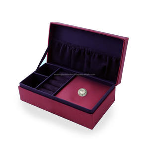 Aqua Blue ผ้าไหมไทยหรูบานพับฝากล่องเครื่องประดับ - Product Image 5