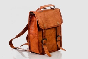 Hecho a mano Vintage 100% cuero genuino viaje marrón hombro mochilas niñas universidades escuela mochila mochilas para hombres y mujeres - Product Image 2