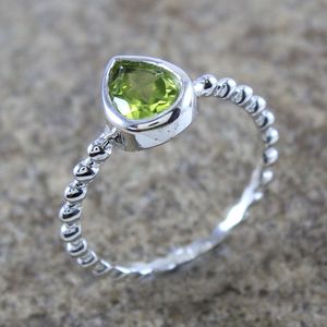 Bague en argent sterling 925 à facettes, bijoux étonnants en pierres précieuses péridot - Product Image 2