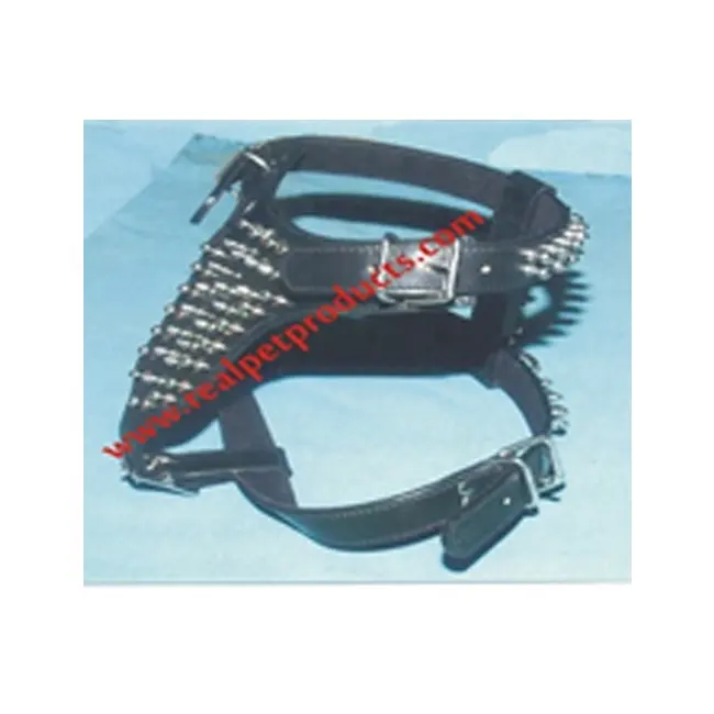 Pure Quality Leather Dog Harness with Spikes Decoration All Around from Indian Manufacturer