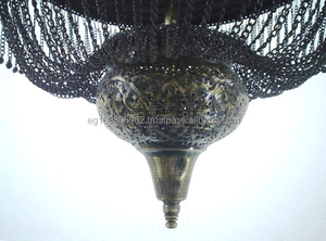 BR189 Lustre en laiton marocain de reproduction antique de Style européen avec éclairage de plafond pendentif d'abat-jour de dôme - Product Image 6