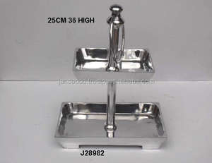 Soporte de fruta Rectangular pequeño de aluminio fundido de alta calidad en dos capas espejo pulido Metal decoración del hogar soporte de pastel - Product Image 2