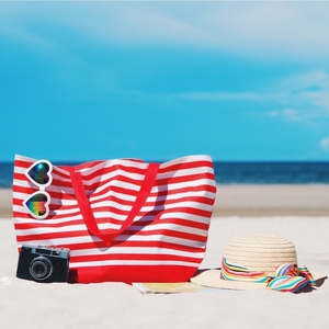 Bolsa de playa de alta calidad, Colección Premium, bolsa de playa a rayas de lona de algodón, bolsas suaves ecológicas con logotipo para venta al por mayor en India - Product Image 5