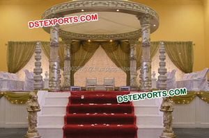 Alshwarya-Mandap de seis pilares para boda, decoración de cristal de fibra, nuevo estilo - Product Image 5