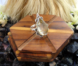 À la mode et élégant naturel doré rutile Quartz bague à la main bijoux en pierres précieuses Unique pierre dorée 925 bague en argent pour les femmes - Product Image 1