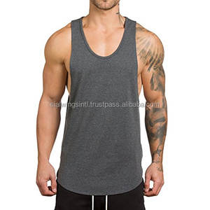 High Quality <b>Men's</b> Cotton Spandex Tank Top Breathable Sporty <b>Gym</b> Stringer <b>Vest</b> Running Wholesale Available Printed Decoration - Product Image 2