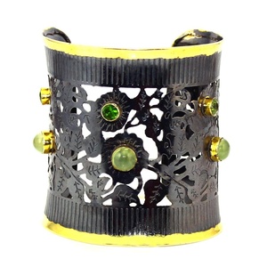 De moda de Plata de Ley 925 Peradot Esmeralda brazalete joyería - Product Image 1