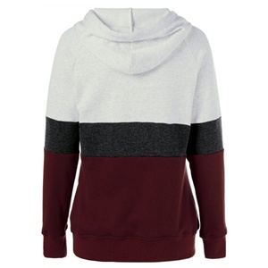 Sweats à capuche coupe régulière pour femmes Nouveau promotionnel personnalisé contraste panneau rayure vente chaude col long vêtements en gros - Product Image 6