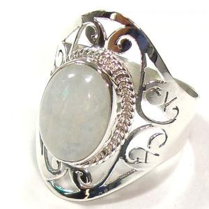 เครื่องประดับเงินอินเดียแหวนพลอยมูนสโตนสีรุ้งอัญมณี925รูปแบบดั้งเดิมของเงินสเตอร์ลิง - Product Image 4