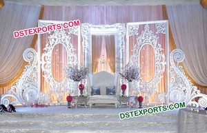 เวทีแต่งงานสไตล์ฮาล์ฟมูนเทียนฉากหลังเทียนสีทองแผงฉากหลังสำหรับเวทีแต่งงานดีไซเนอร์ขั้นตอนกลับเทียน - Product Image 6