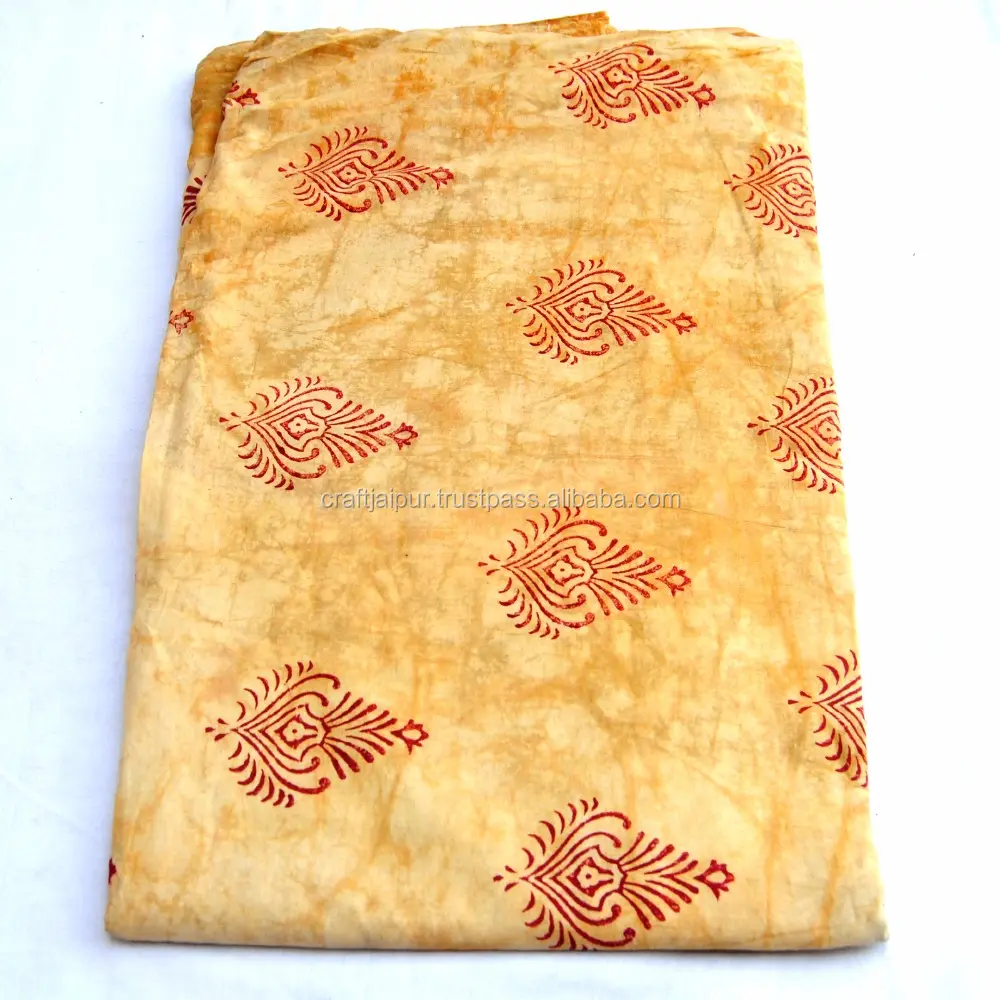 Indiano floreale a mano stampato cotone tinto naturale tessuto Twill tessuto Voile pelle amichevole Look attraente abbigliamento all'ingrosso