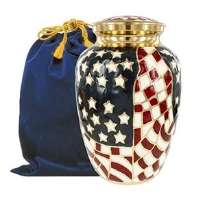 Urna de Metal conmemorativa de estilo americano/europeo para adultos, patrón abstracto, bandera americana, cenizas funerarias humanas, almacenamiento de cremación para adultos - Product Image 4