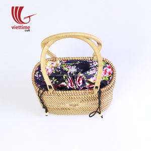 New Style Open Closure Rattan Straw <b>Beach</b> <b>Bag</b> with Long Leather Handles for <b>Ladies</b> - Product Image 3