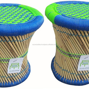 Tabouret pouf en bambou naturel 100% Console incrustée d'os tabouret Portable pour jardin balcon Restaurant salon - Product Image 2